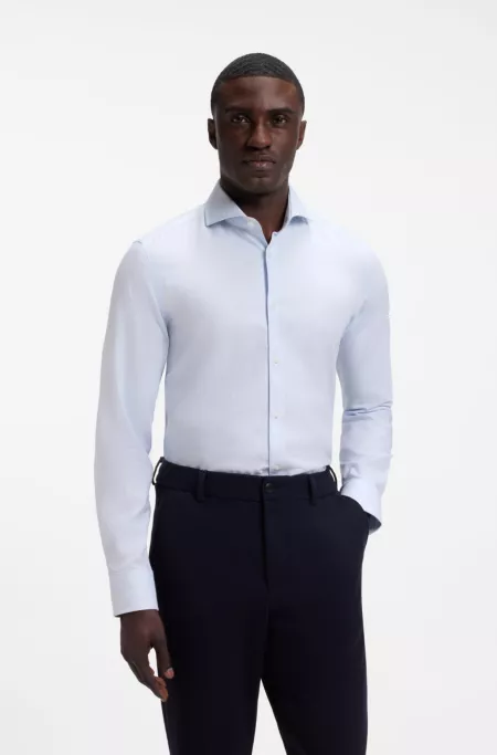 Slim-fit shirt in wrinkle-resistant structured cotton