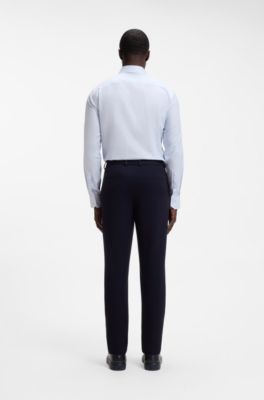 Slim-fit shirt in wrinkle-resistant structured cotton, Light Blue
