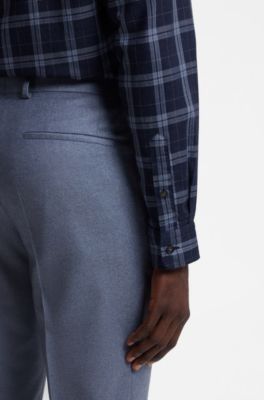 Regular-fit casual shirt in checked cotton flannel, Light Blue