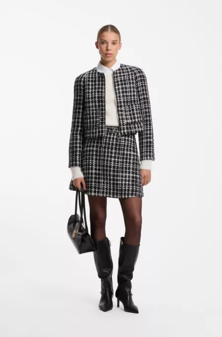 A-line miniskirt in checked bouclé
