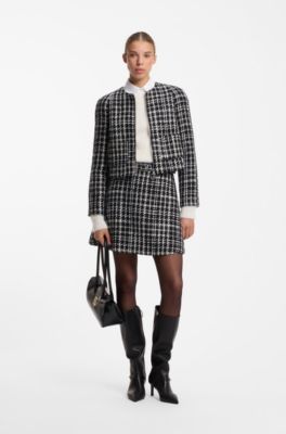 A-line miniskirt in checked boucl&eacute;, Patterned