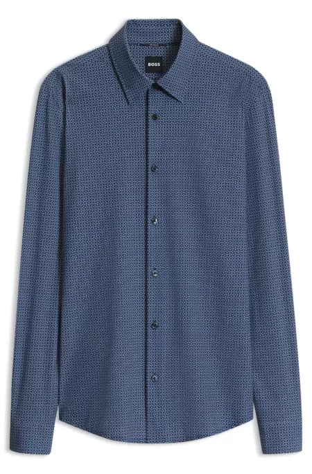 Slim-fit shirt in printed performance-stretch jersey