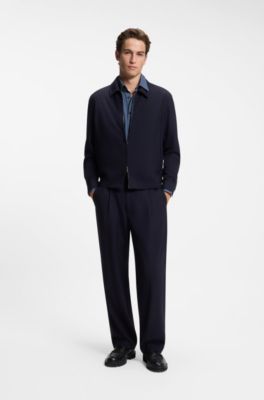 Slim-fit shirt in printed performance-stretch jersey, Light Blue