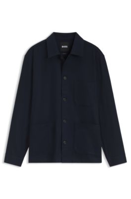 Relaxed-fit shirt in solid heavyweight flannel, Dark Blue