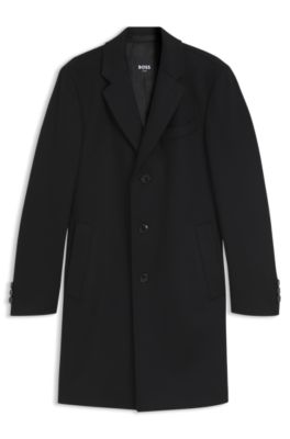 Slim-fit formal wool coat with cashmere, Black