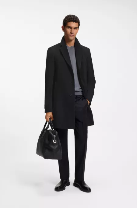 Slim-fit formal wool coat with cashmere