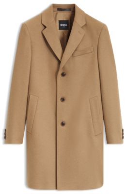 Abrigo formal slim fit de lana y cashmere, Beige