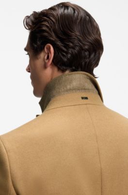 Abrigo formal slim fit de lana y cashmere, Beige