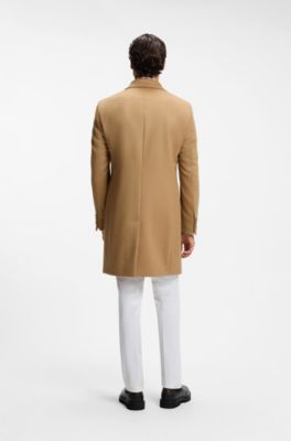 Abrigo formal slim fit de lana y cashmere, Beige