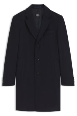 Abrigo formal slim fit de lana y cashmere, Azul oscuro