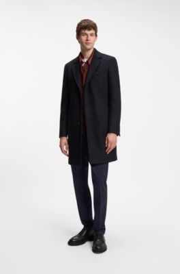 Abrigo formal slim fit de lana y cashmere, Azul oscuro