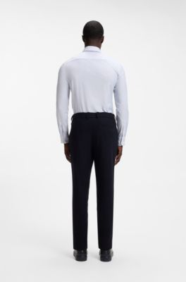 Striped slim-fit dress shirt in stretch fabric, Light Blue