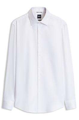 Slim-fit shirt in a cotton blend, White