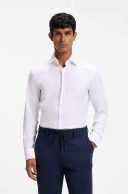 Slim-fit shirt in a cotton blend, White