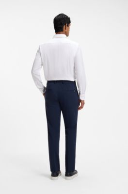 Camisa slim fit de mezcla de algod&oacute;n, Blanco