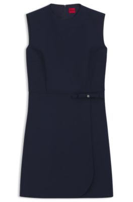 A-line dress with logo bow detail, Blue