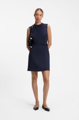 A-line dress with logo bow detail, Blue