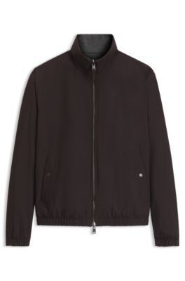 Reversible blouson jacket in water-repellent fabric, Light Brown