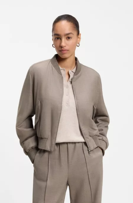 Relaxed-fit zip-up jacket in melange flannel