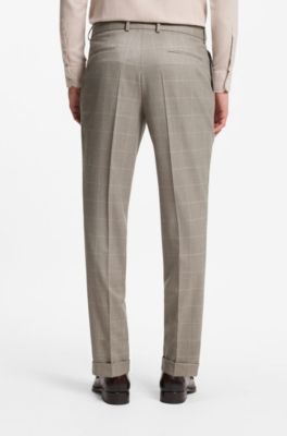 Two-piece slim-fit suit in checked Italian wool, Light Beige