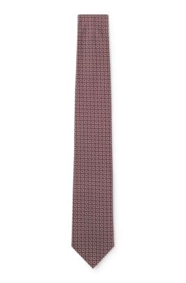 Corbata de mezcla de seda en jacquard con microestampado, Rojo claro