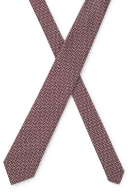 Corbata de mezcla de seda en jacquard con microestampado, Rojo claro
