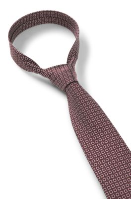 Corbata de mezcla de seda en jacquard con microestampado, Rojo claro