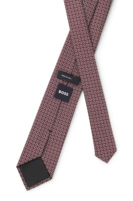 Corbata de mezcla de seda en jacquard con microestampado, Rojo claro