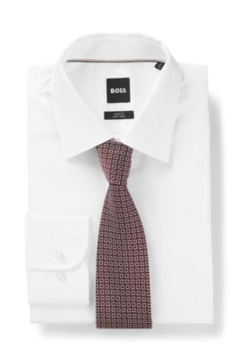 Silk-blend tie with micro-pattern jacquard, Light Red