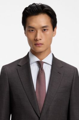 Silk-blend tie with micro-pattern jacquard, Light Red