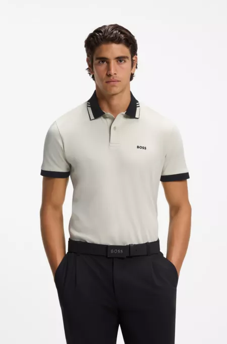 Cotton slim-fit polo shirt with contrast trims