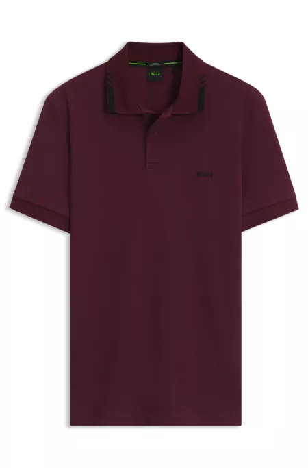 Cotton slim-fit polo shirt with contrast trims
