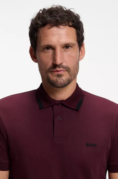 Cotton slim-fit polo shirt with contrast trims