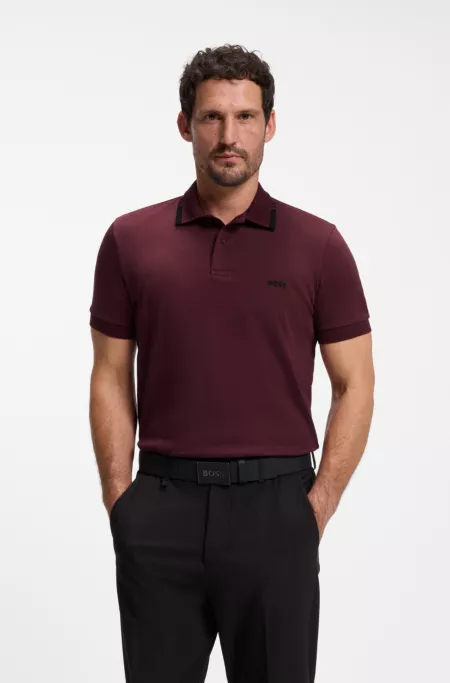 Cotton slim-fit polo shirt with contrast trims