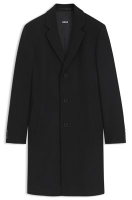 Slim-fit coat in a wool blend, Black