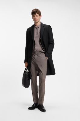 Slim-fit coat in a wool blend, Black