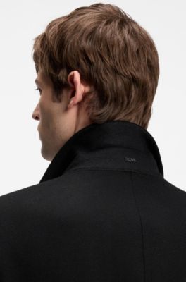 Slim-fit coat in a wool blend, Black