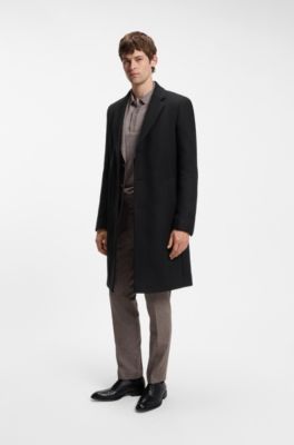 Slim-fit coat in a wool blend, Black