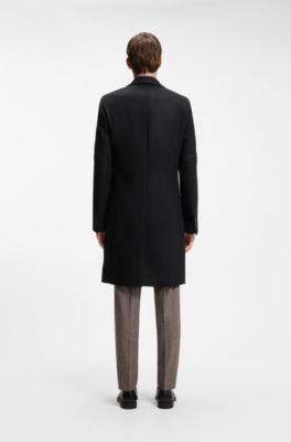 Slim-fit coat in a wool blend, Black