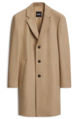 Abrigo slim fit en mezcla de lana, Beige