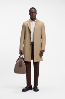 Slim-fit coat in a wool blend, Beige