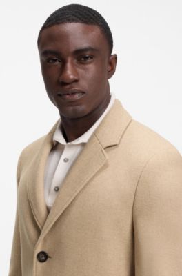 Abrigo slim fit en mezcla de lana, Beige
