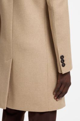 Abrigo slim fit en mezcla de lana, Beige