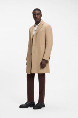 Abrigo slim fit en mezcla de lana, Beige