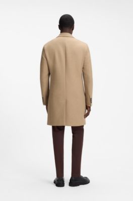 Abrigo slim fit en mezcla de lana, Beige