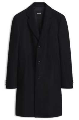 Abrigo slim fit en mezcla de lana, Azul oscuro