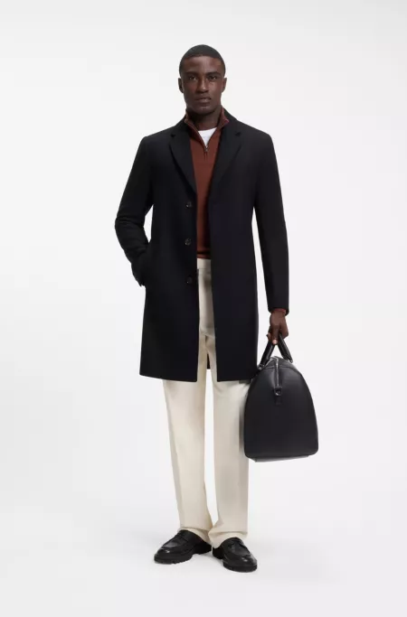 Slim-fit coat in a wool blend