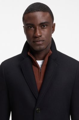 Slim-fit coat in a wool blend, Dark Blue