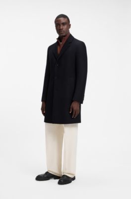 Slim-fit coat in a wool blend, Dark Blue