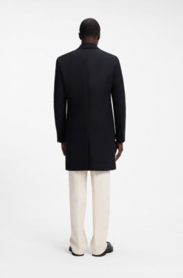 Slim-fit coat in a wool blend, Dark Blue